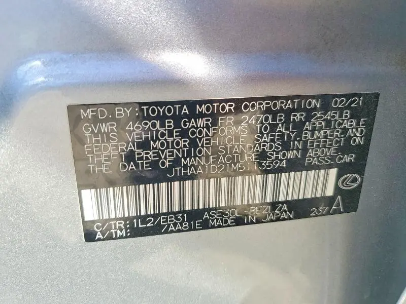 2021 LEXUS IS 300  