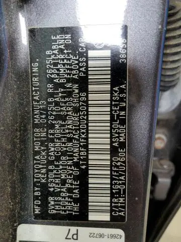 2013 TOYOTA CAMRY L  