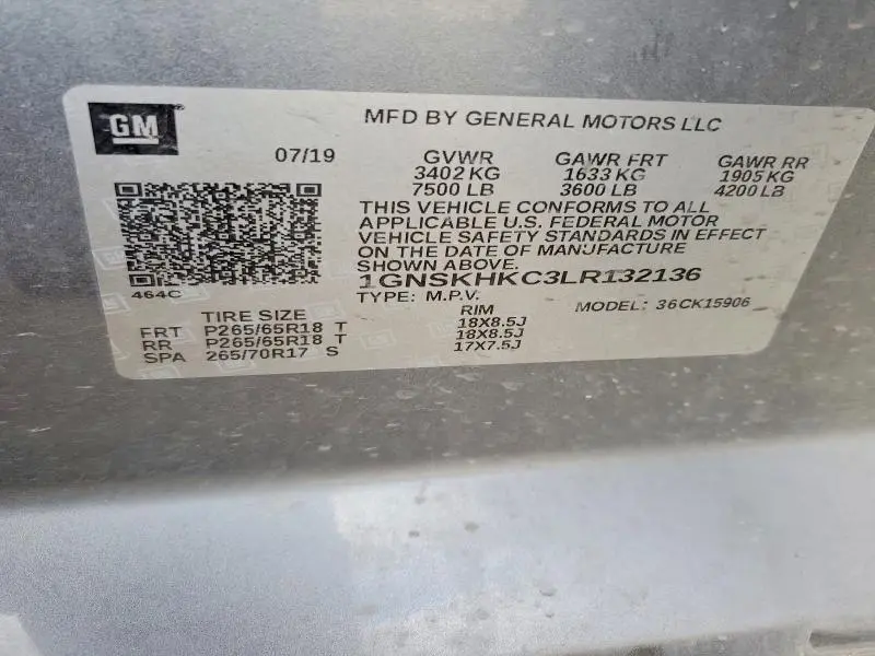 2020 CHEVROLET SUBURBAN K1500 LT  