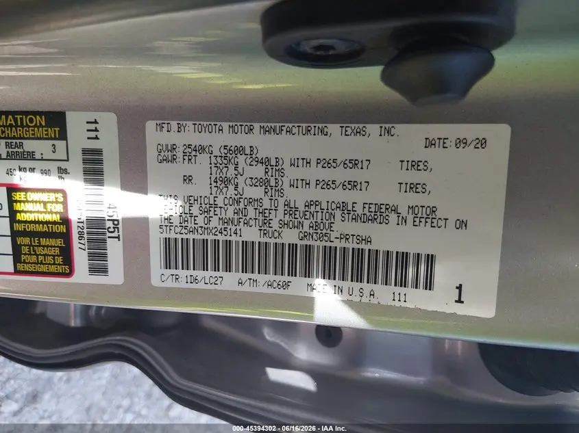 2021 TOYOTA TACOMA TRD SPORT
