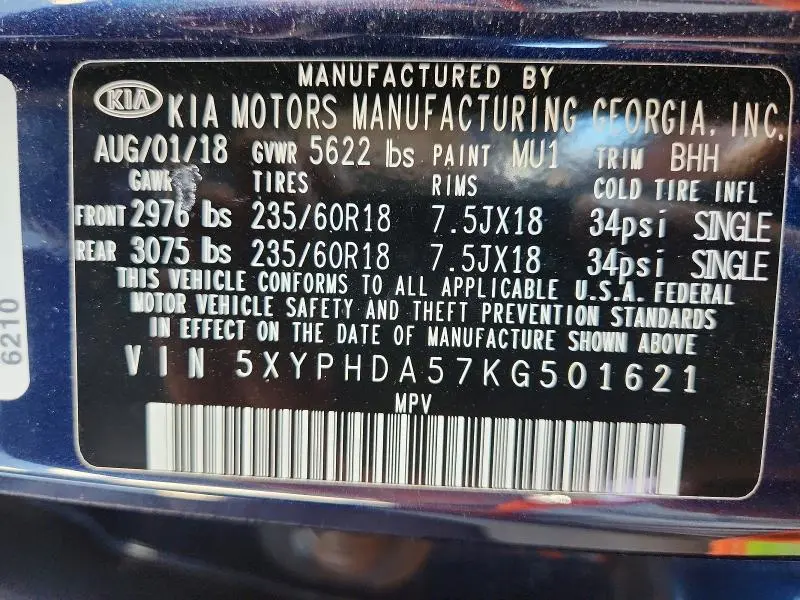 2019 KIA SORENTO EX V6  