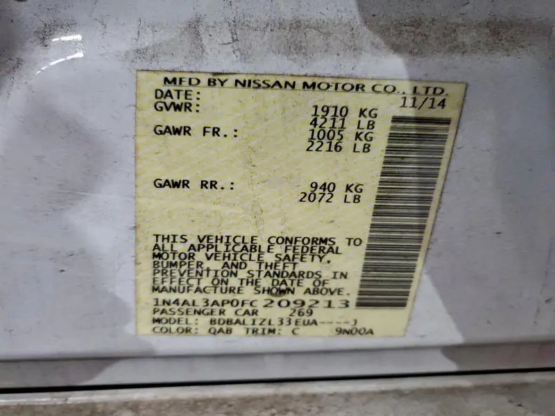 2015 NISSAN ALTIMA 2.5  