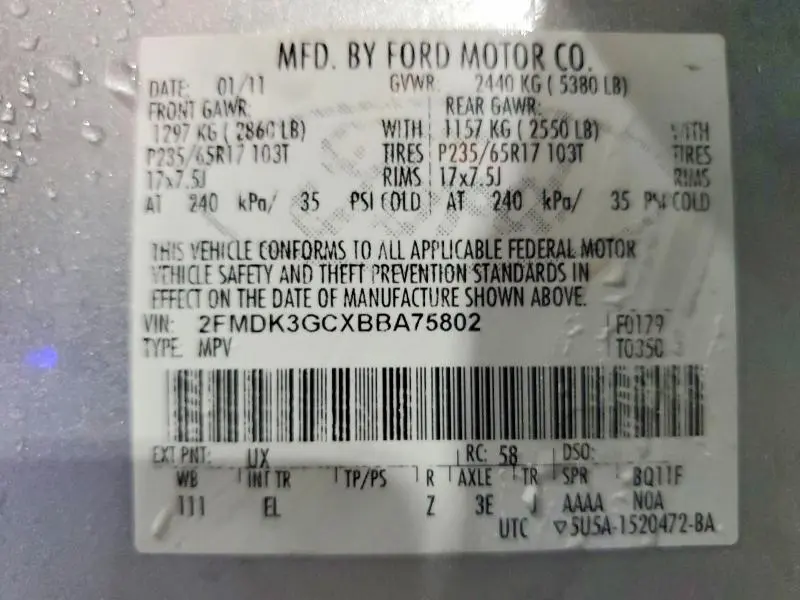 2011 FORD EDGE SE  