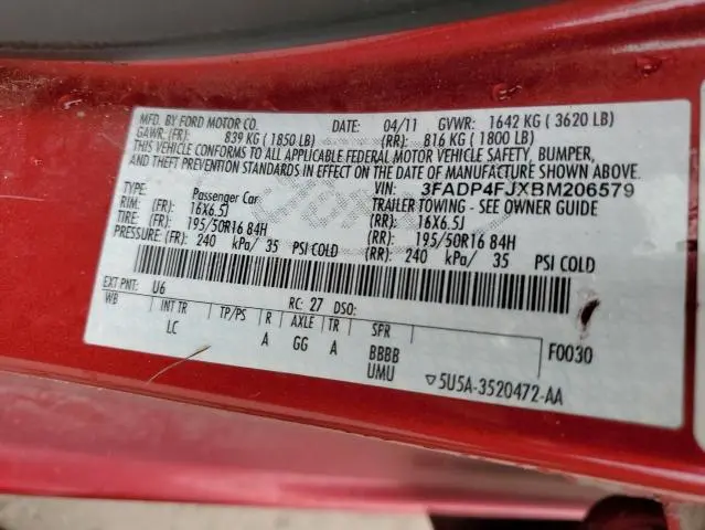 2011 FORD FIESTA SES  