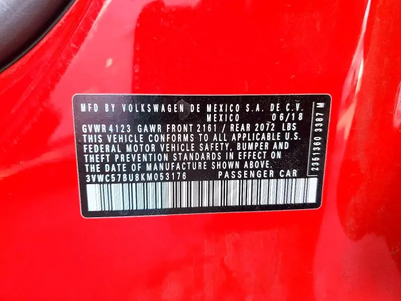 2019 VOLKSWAGEN JETTA S  