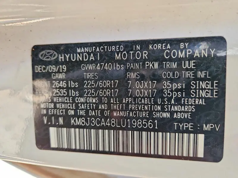 2020 HYUNDAI TUCSON LIMITED  