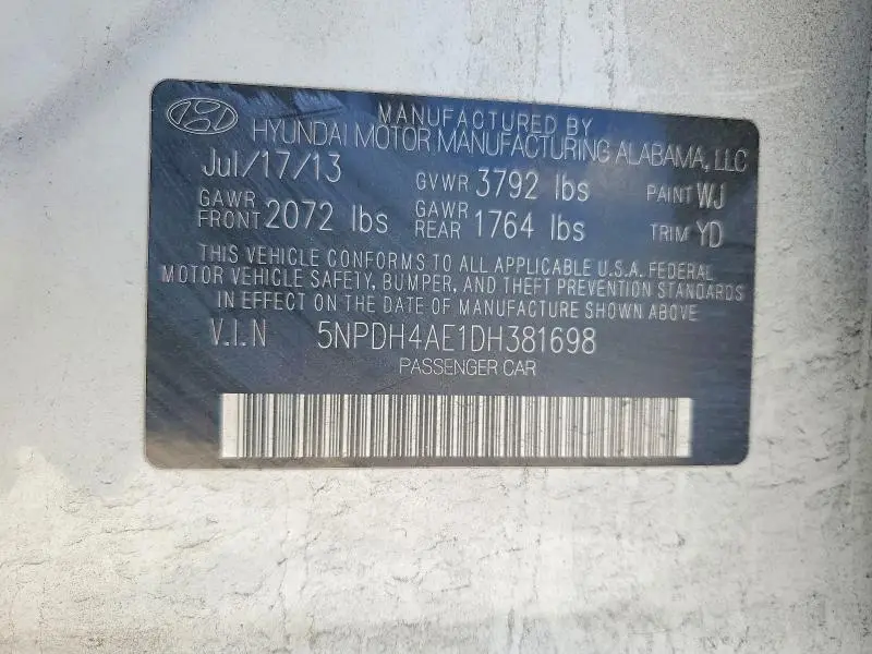 2013 HYUNDAI ELANTRA GLS  