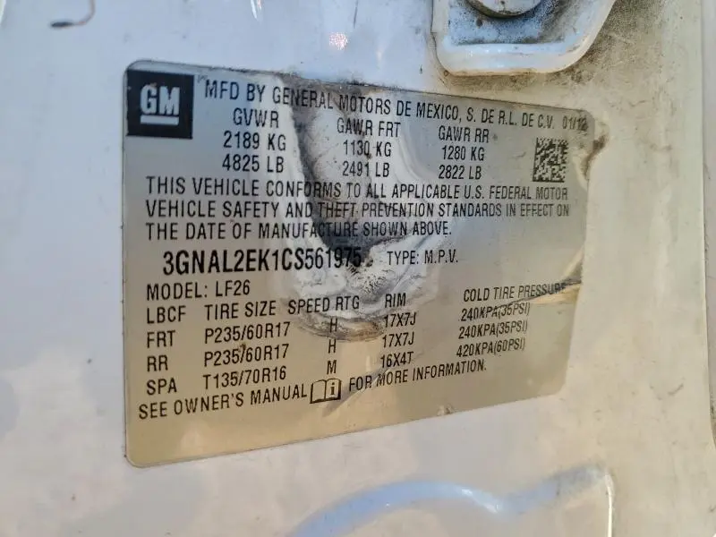 2012 CHEVROLET CAPTIVA SPORT  