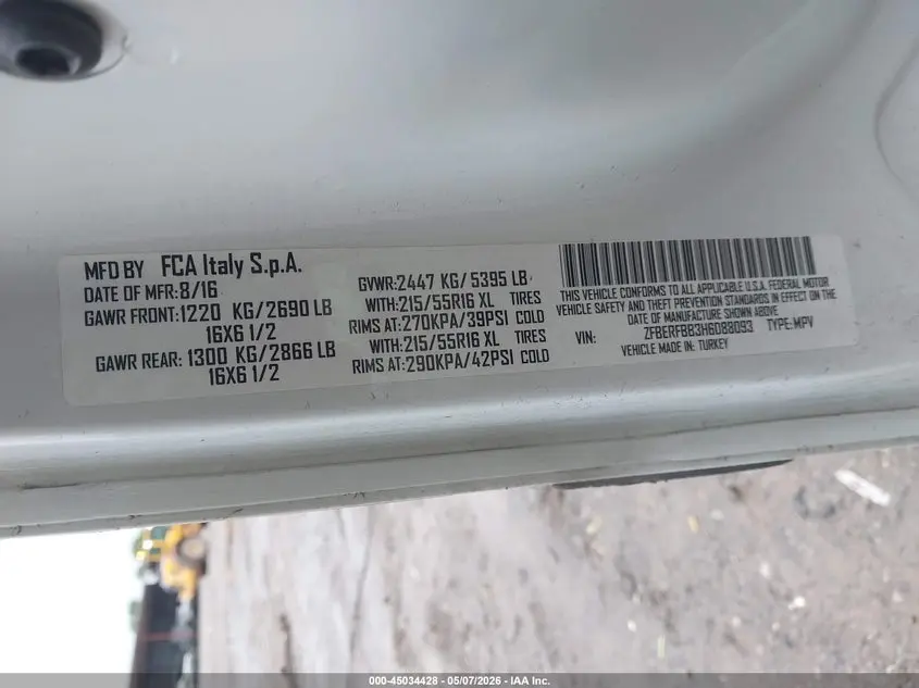 2017 RAM PROMASTER CITY TRADESMAN SLT
