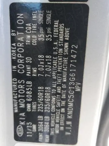2016 KIA SEDONA EX  