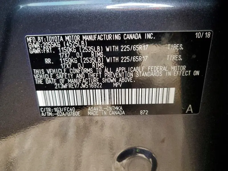 2018 TOYOTA RAV4 XLE  