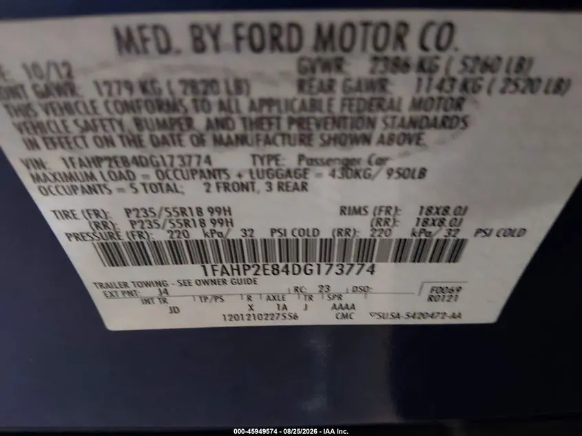 2013 FORD TAURUS SEL