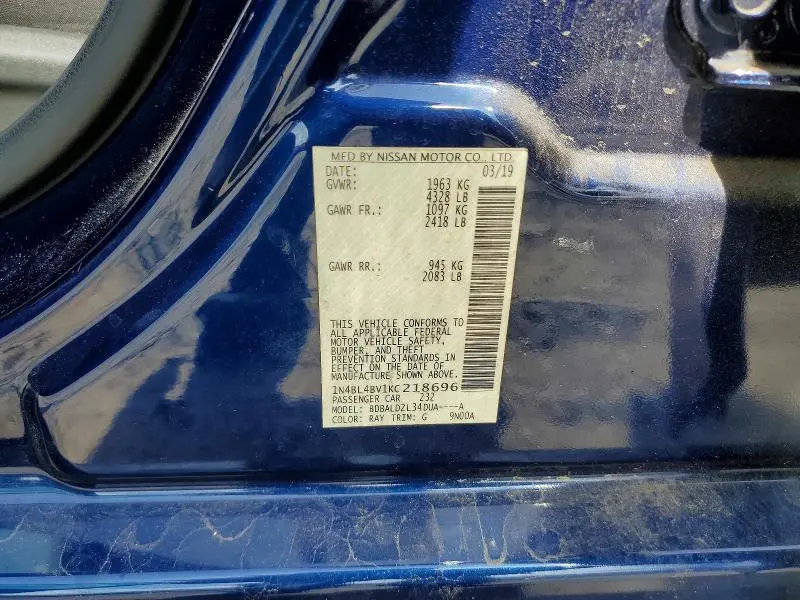 2019 NISSAN ALTIMA S  