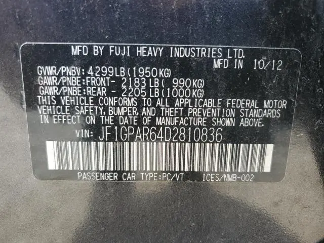 2013 SUBARU IMPREZA SPORT LIMITED  
