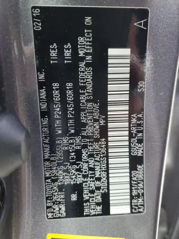 2016 TOYOTA HIGHLANDER LE  