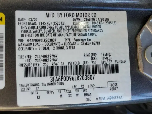 2020 FORD FUSION TITANIUM