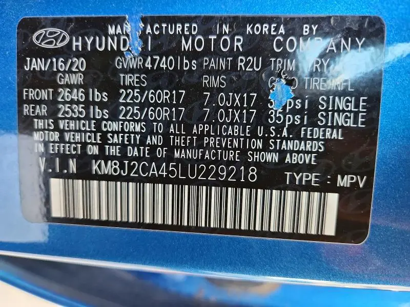 2020 HYUNDAI TUCSON SE  