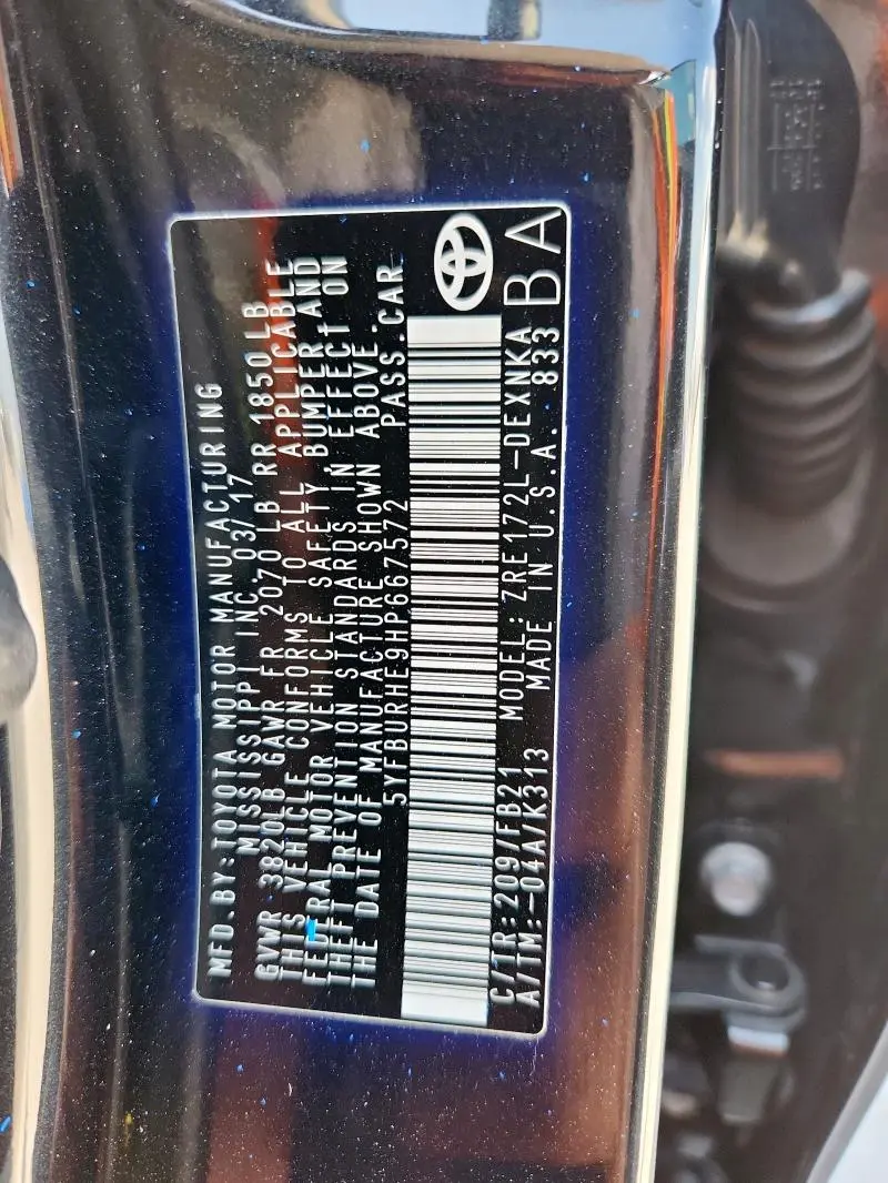 2017 TOYOTA COROLLA L  