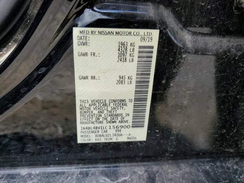 2020 NISSAN ALTIMA S  
