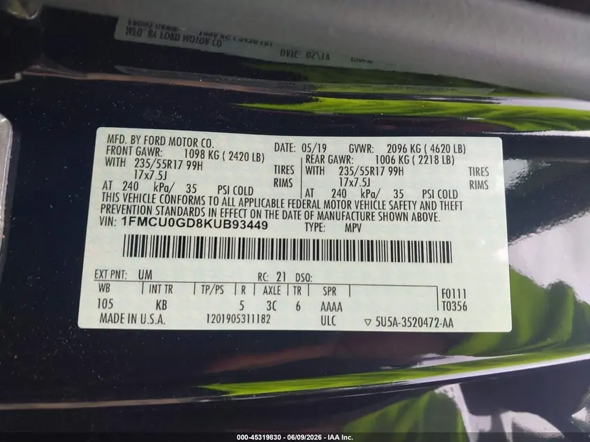 2019 FORD ESCAPE SE