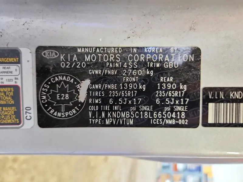 2020 KIA SEDONA LX  