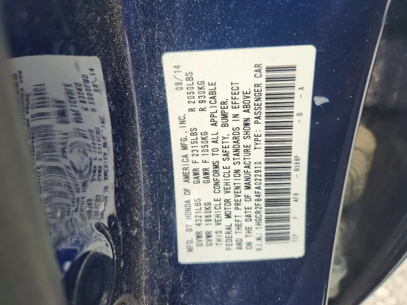 2015 HONDA ACCORD EXL  