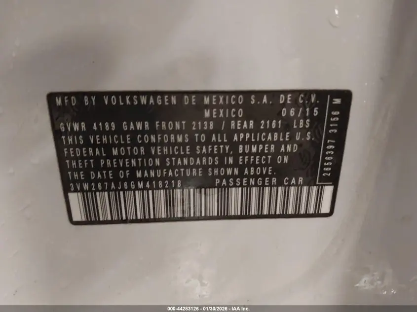 2016 VOLKSWAGEN JETTA 1.4T S