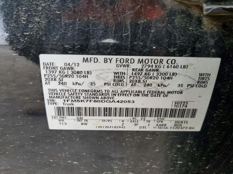 2013 FORD EXPLORER LIMITED  