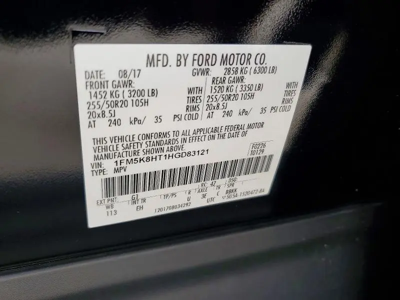 2017 FORD EXPLORER PLATINUM  