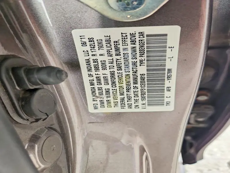 2012 HONDA CIVIC LX  
