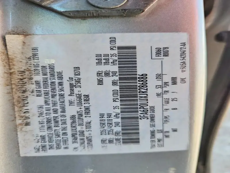 2018 FORD FUSION SE HYBRID  