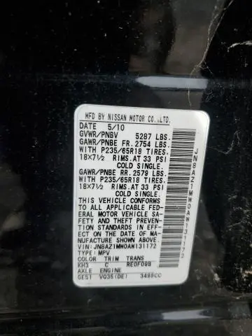 2010 NISSAN MURANO S  