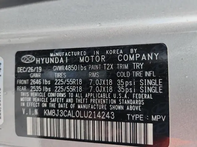 2020 HYUNDAI TUCSON LIMITED  