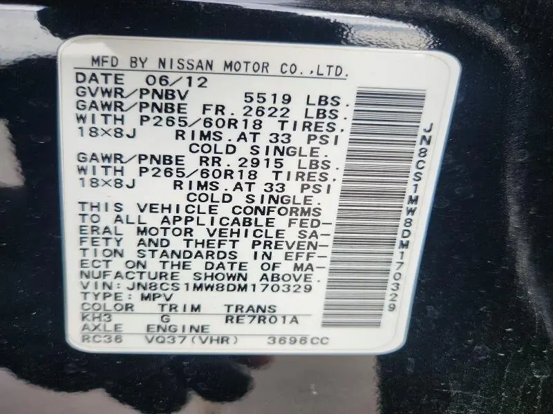 2013 INFINITI FX37 BASE  