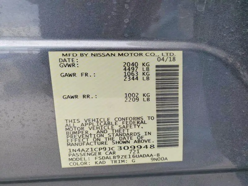 2018 NISSAN LEAF S  