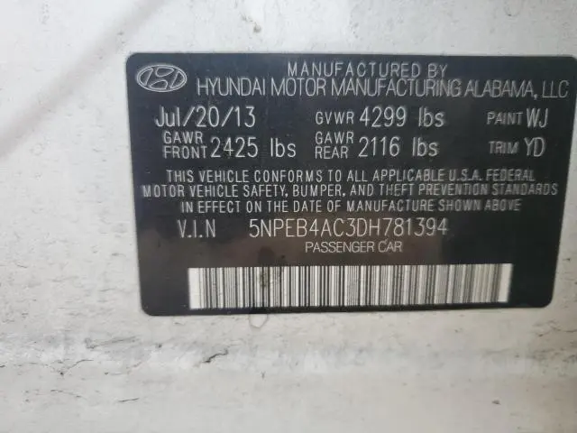 2013 HYUNDAI SONATA GLS  