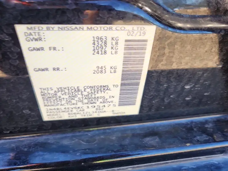 2019 NISSAN ALTIMA SL  