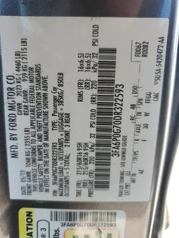 2013 FORD FUSION S  