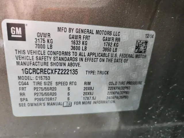 2015 CHEVROLET SILVERADO C1500 LT  