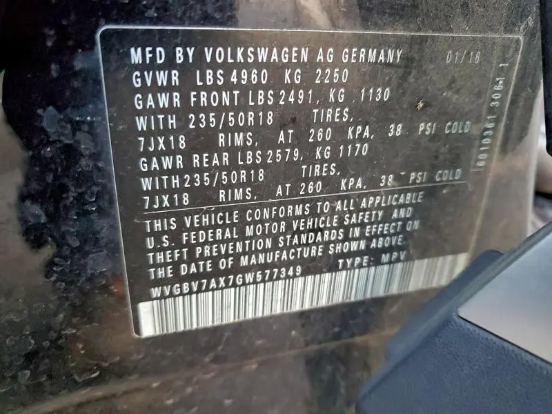 2016 VOLKSWAGEN TIGUAN S  