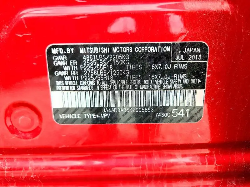 2019 MITSUBISHI OUTLANDER SE  