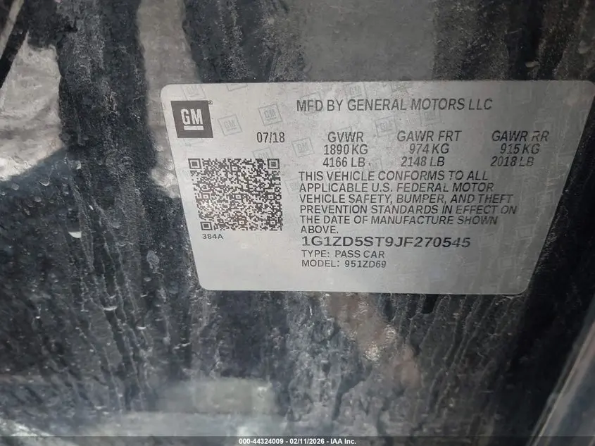 2018 CHEVROLET MALIBU LT