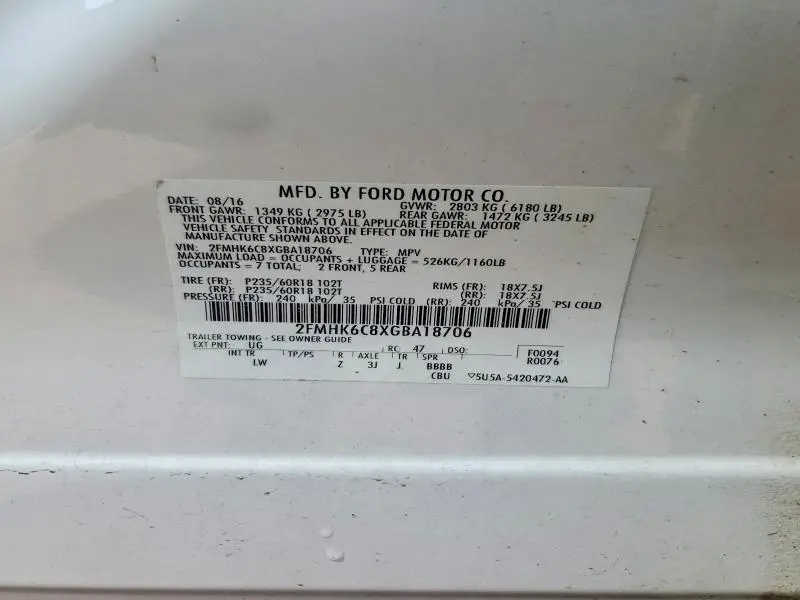 2016 FORD FLEX SEL  