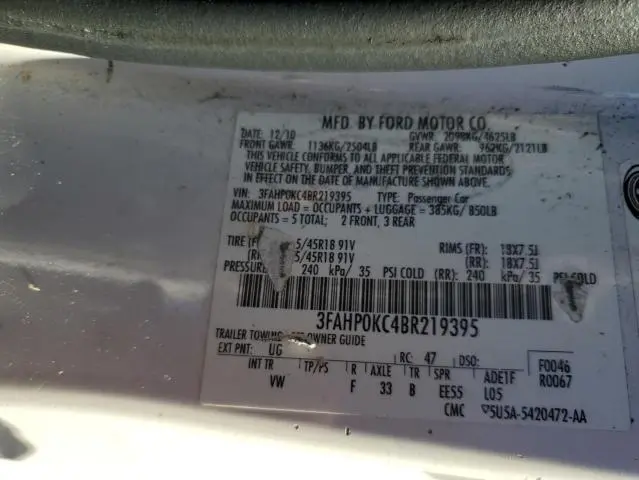 2011 FORD FUSION SPORT  