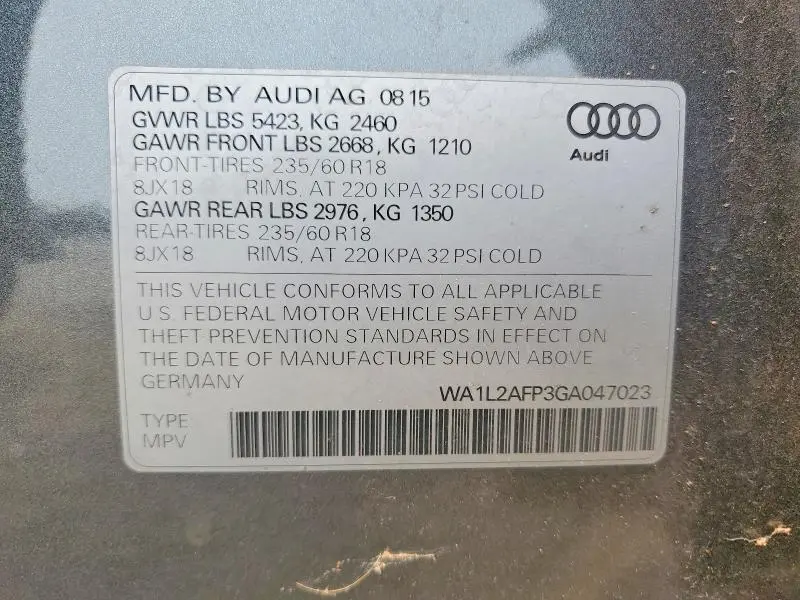 2016 AUDI Q5 PREMIUM PLUS  