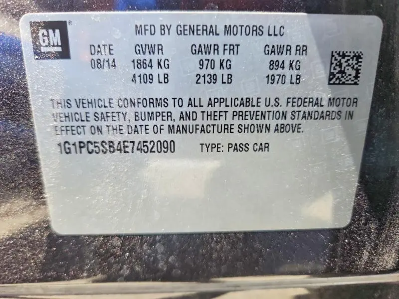 2014 CHEVROLET CRUZE LT  