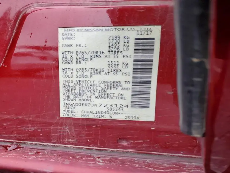 2018 NISSAN FRONTIER S  