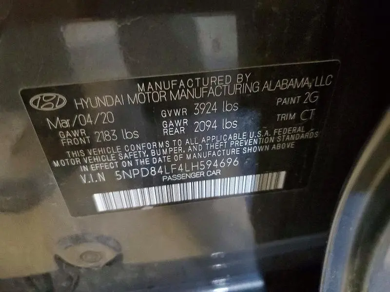 2020 HYUNDAI ELANTRA LIMITED  