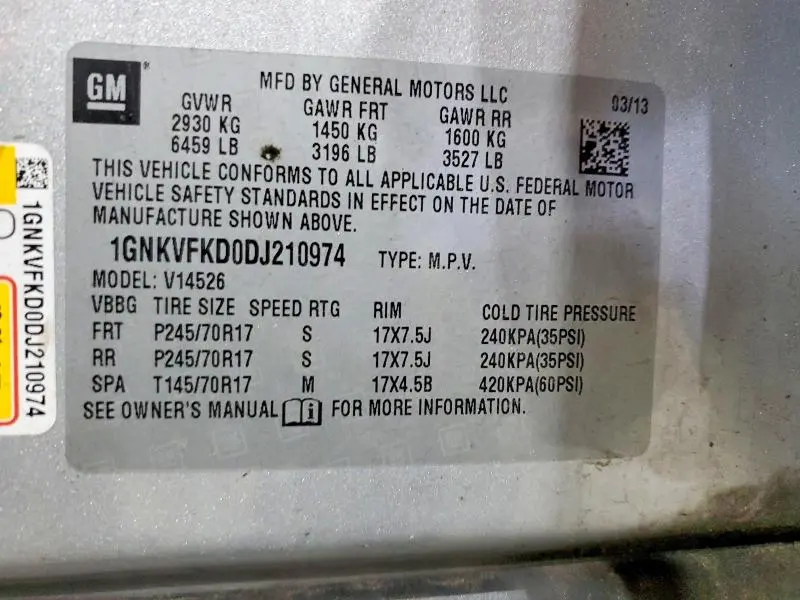 2013 CHEVROLET TRAVERSE LS  