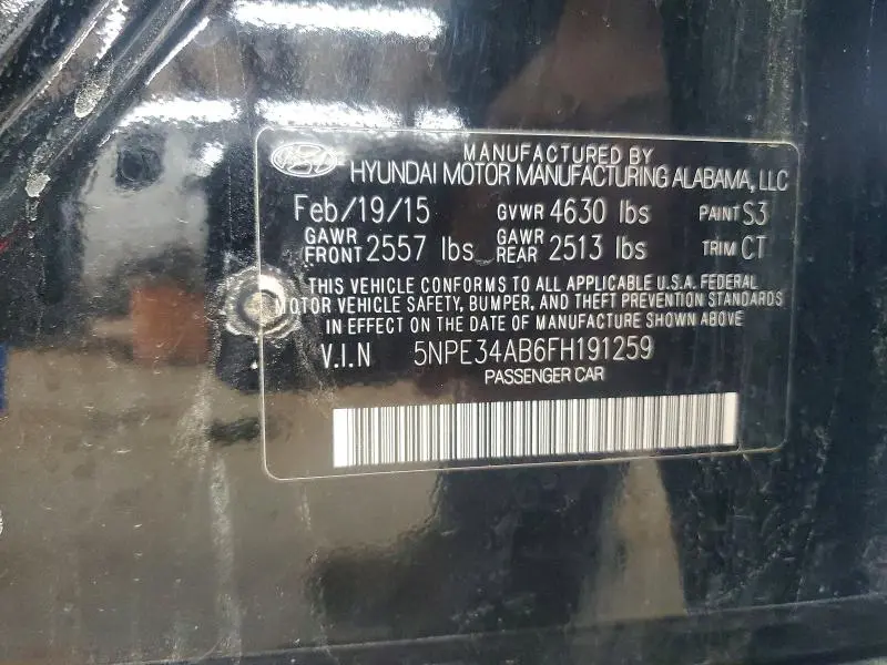 2015 HYUNDAI SONATA LIMITED 2.0T  